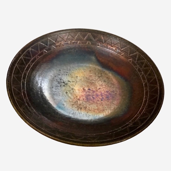 Gay Liebert Studio Art Pottery Raku Bowl 11.25" Copper Iridescent Signed - Picture 5 of 12